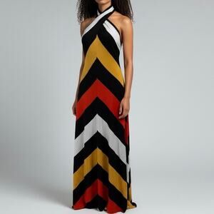 Isabel de Pedro Chevron Jersey Maxi Dress